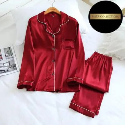 2 Pcs Women's Stitched Silk Plain Shirt And Trouser