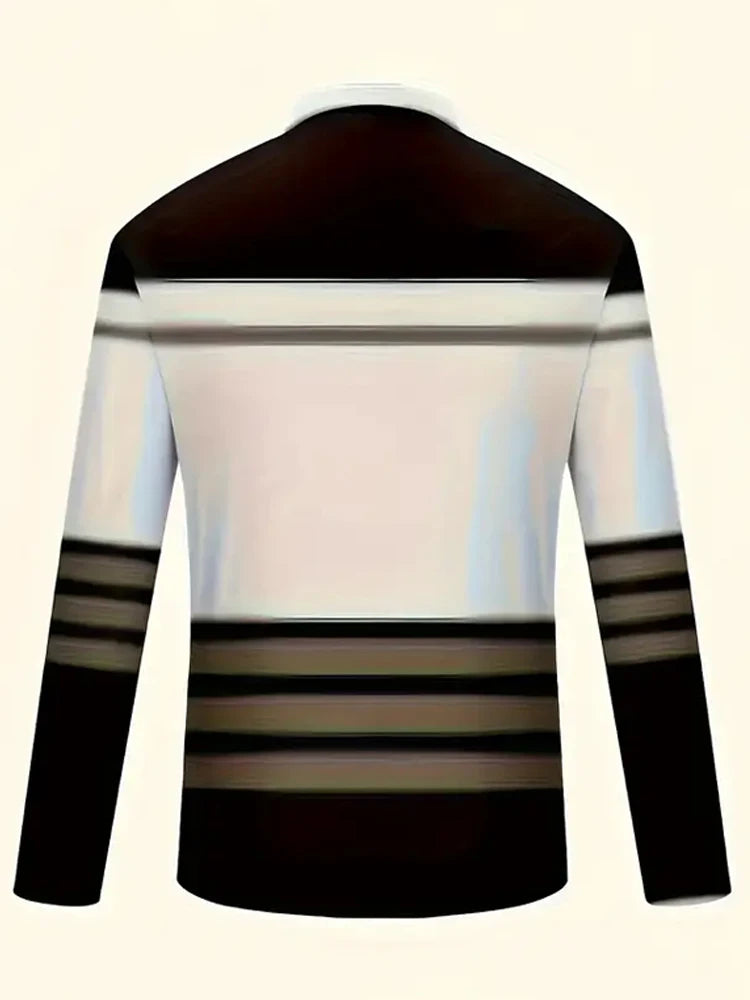 Men's Long Sleeved Polo Shirts Zipper Collar