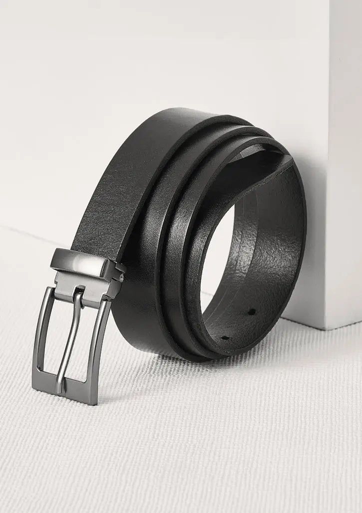 Men's Leather Casual Belt with Metal Buckle