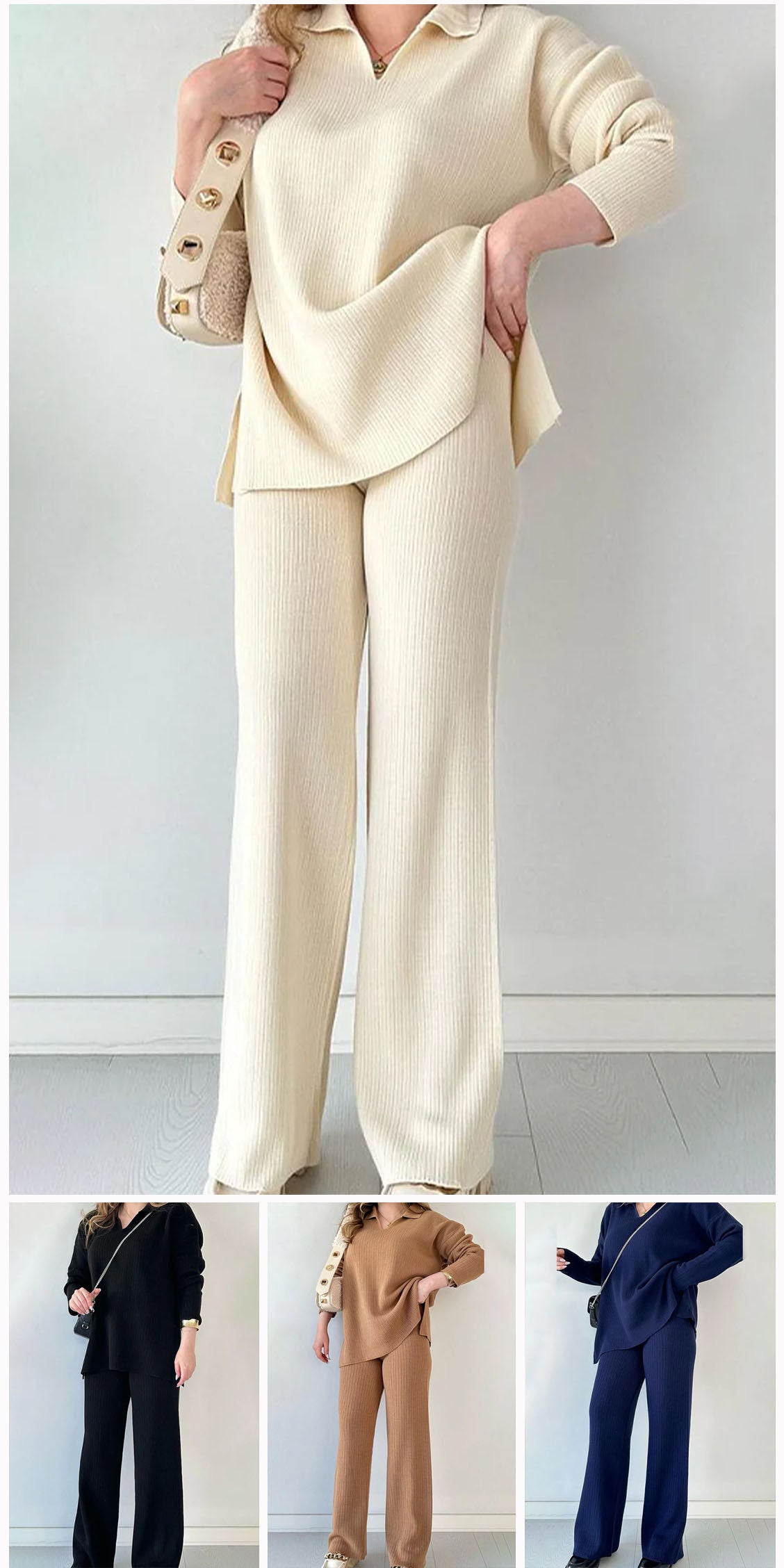 Winter Arrival Zipper Highneck Dropshoulder Track Suit 2PCs