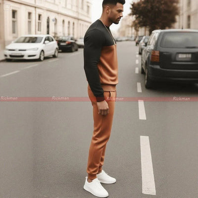 2 Pcs Men's Micro Printed Track Suit