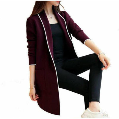 Women's Stitched Fleece Plain Lapel Coat
