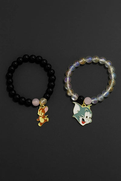 Adjustable Crystal Charms Hanging Bracelets - 2 Pcs Set for Unisex