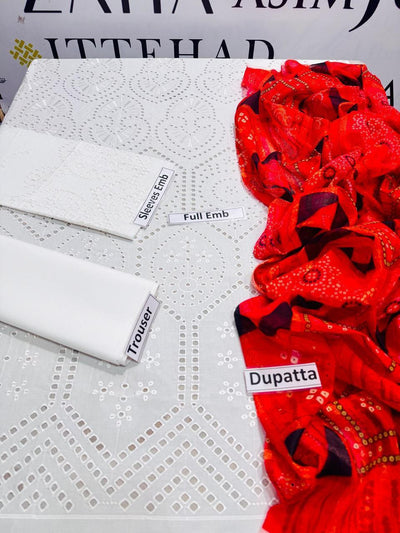 3 Pcs Women's Unstitched Embroidered Suit