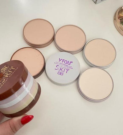 High Coverage Matte Face Powder - 5 Pcs Set for Flawless Skin
