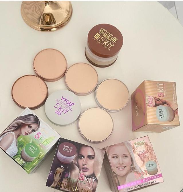 High Coverage Matte Face Powder - 5 Pcs Set for Flawless Skin
