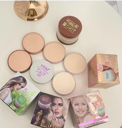 High Coverage Matte Face Powder - 5 Pcs Set for Flawless Skin