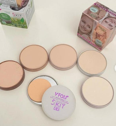 High Coverage Matte Face Powder - 5 Pcs Set for Flawless Skin