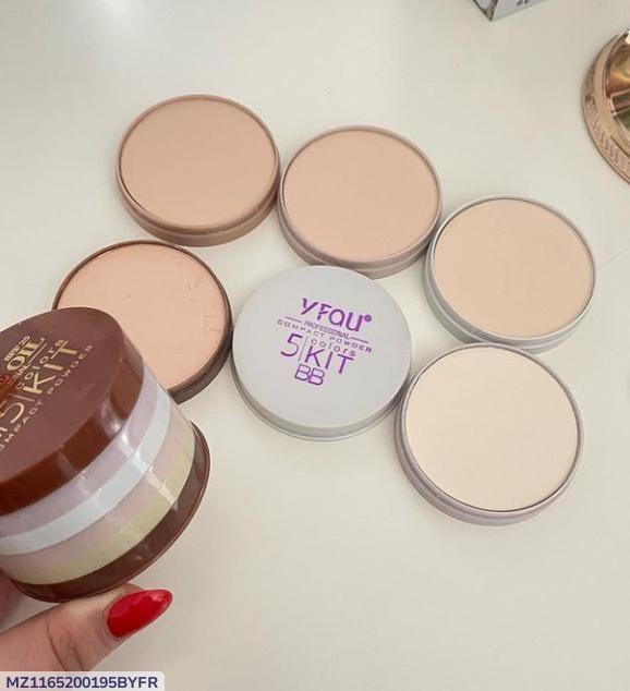 High Coverage Matte Face Powder - 5 Pcs Set for Flawless Skin