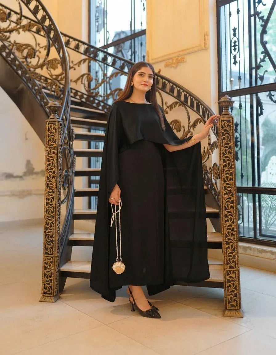 2 Pcs Women's Stitched Shamoz Silk Plain Dress