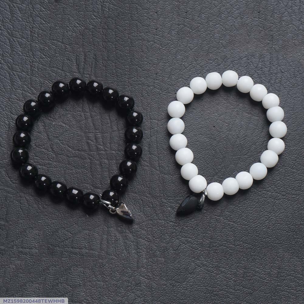 1 Pc Heart Design Resin Polish Artificial Stones Couple's Bracelet