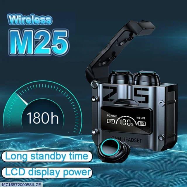 M25 Bluetooth 5.3 Earbuds with Long-Lasting Battery - 1 Pcs - Black/Silver