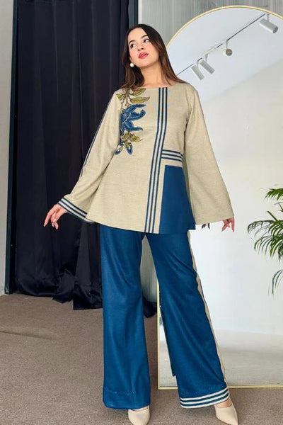 2 Pcs Women's Stitched Swiss Lawn Printed Co-Ord Set