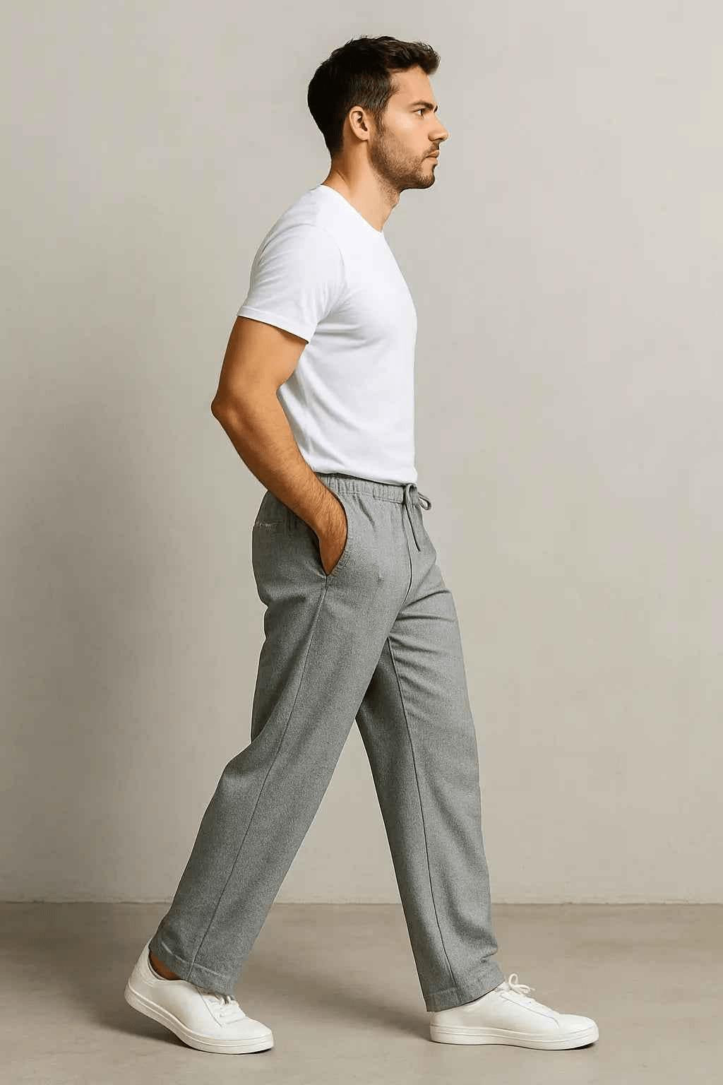 Silver Drift Light Grey Relax Fit Trousers