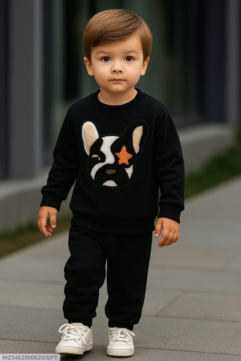 2 Pcs Boy's Fleece Embroidered Tracksuit