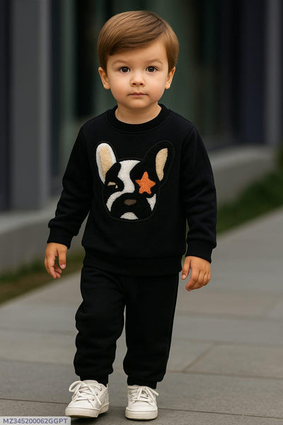 2 Pcs Boy's Fleece Embroidered Tracksuit
