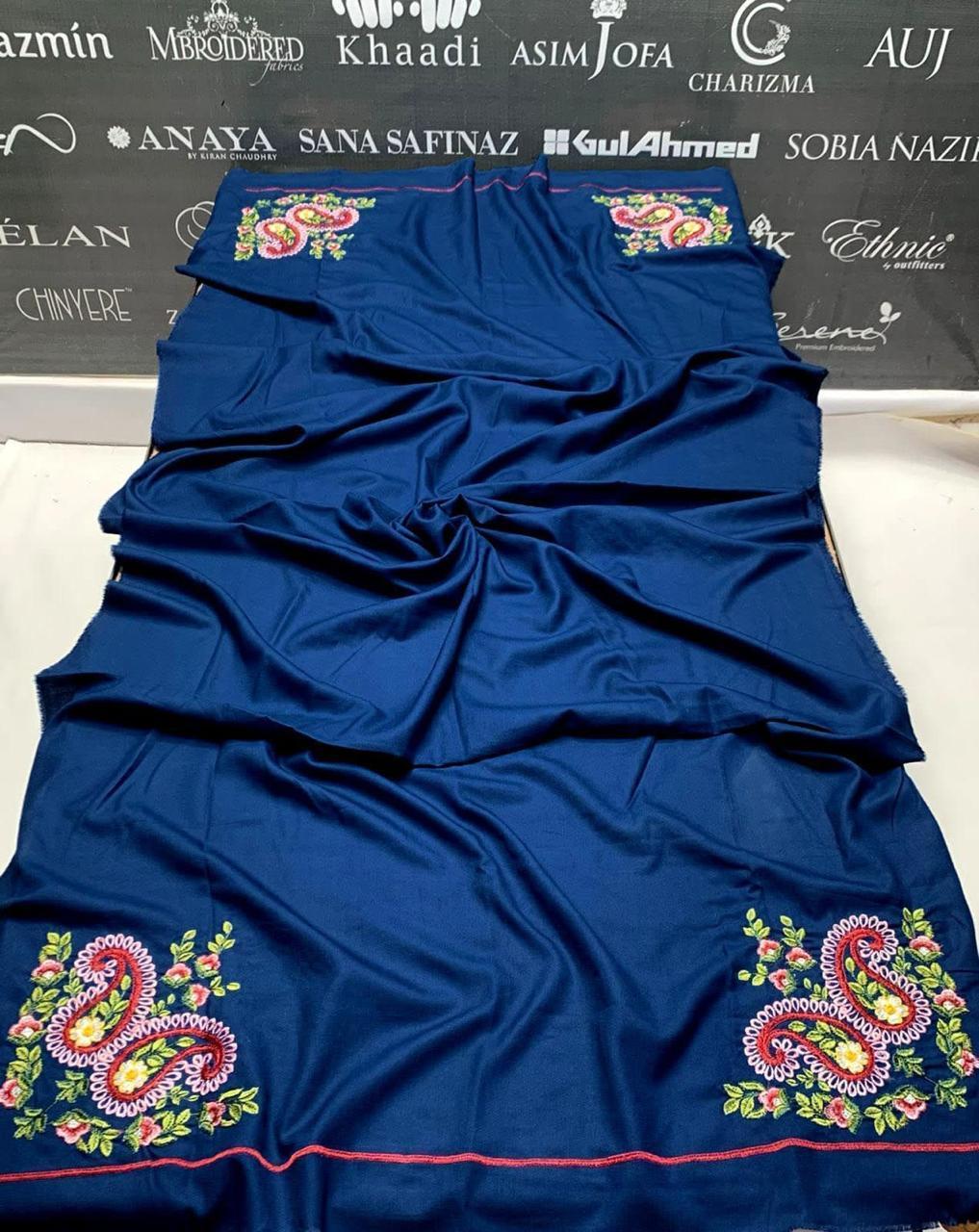 3 Pcs Women's Unstitched Dhanak Embroidered Suit