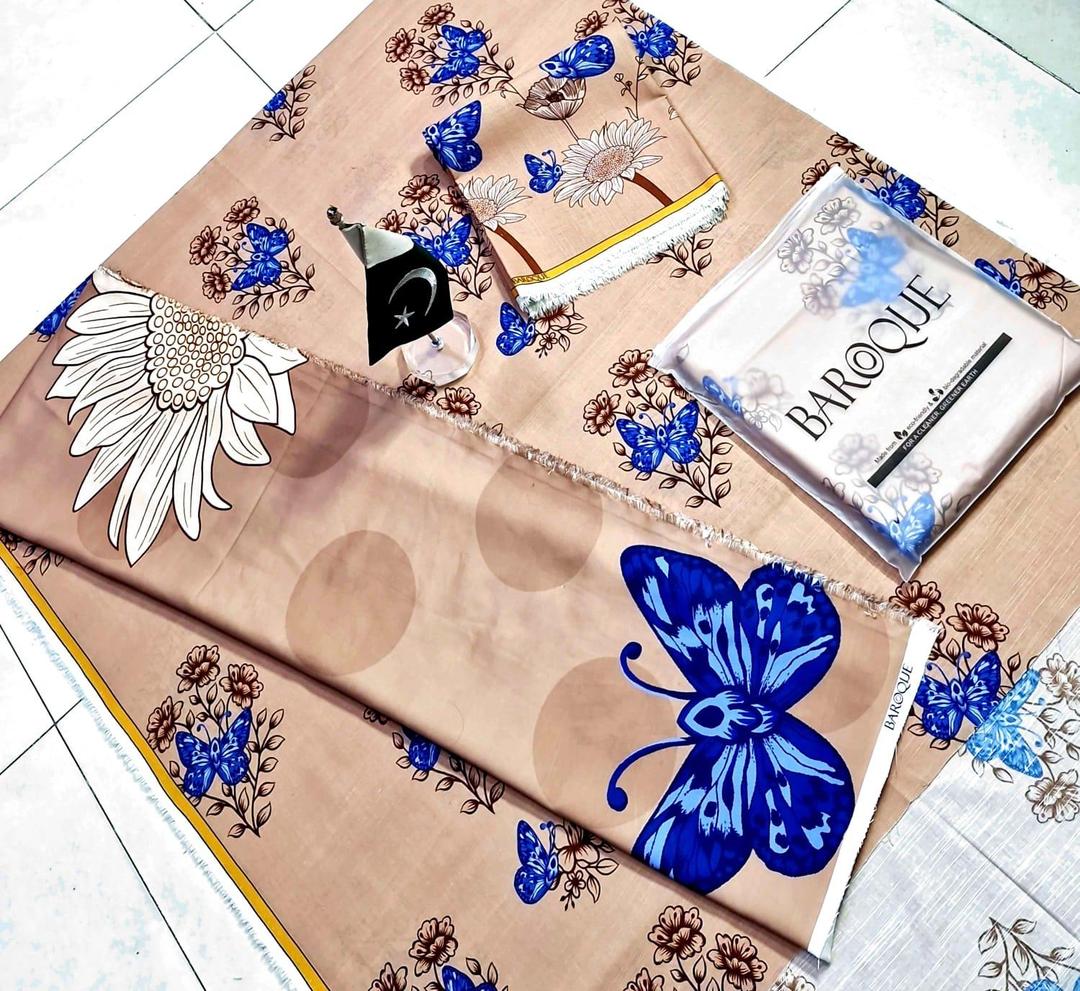 3 Pcs Women's Unstitched Khaddar Digital Print Suit