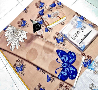 3 Pcs Women's Unstitched Khaddar Digital Print Suit