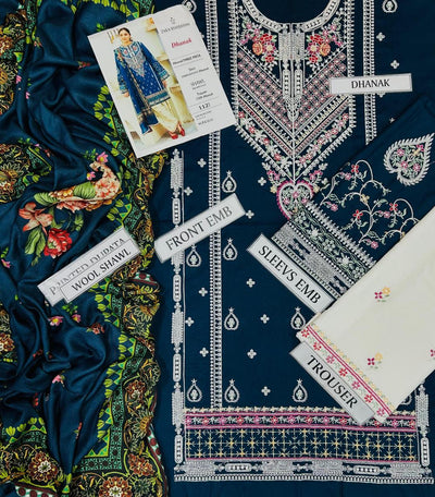 3 Pcs Women's Unstitched Embroidered Suit