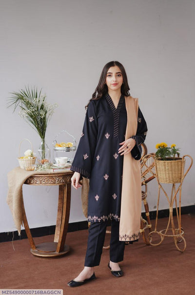 3 Pcs Women's Unstitched Embroidered Suit