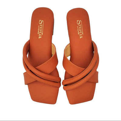 Stylish Women's Casual Orange Leather Flats - 1 Pair
