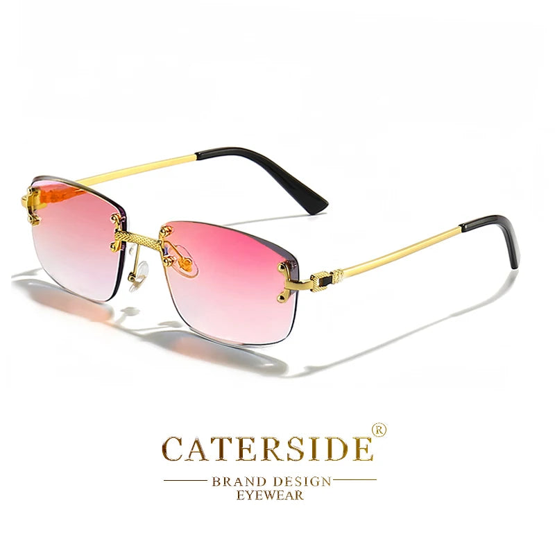 CATERSIDE Retro Rimless Square Sunglasses