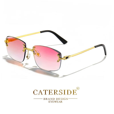 CATERSIDE Retro Rimless Square Sunglasses