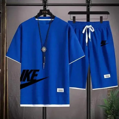 Men's breathable short-sleeved T-shirt + jogging shorts