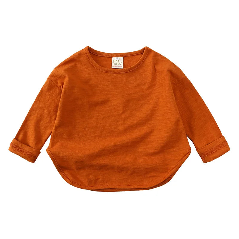 Autumn Boy Girl Baby O-neck Solid Bottoming Shirt
