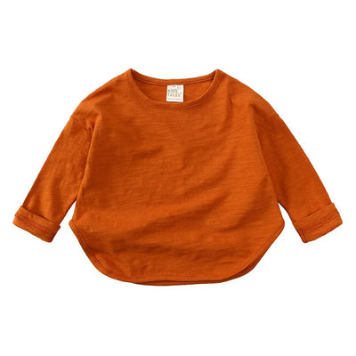 Autumn Boy Girl Baby O-neck Solid Bottoming Shirt