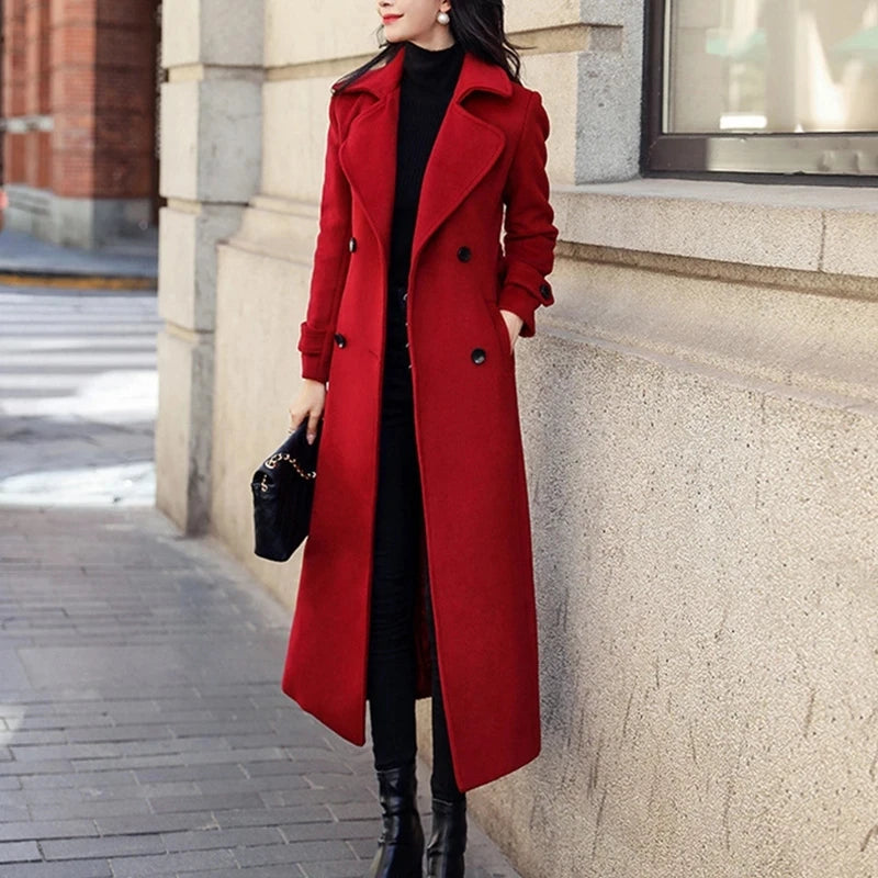 Winter Korean Fashion Long Coated Thickened Woolen Winter Coat for Women