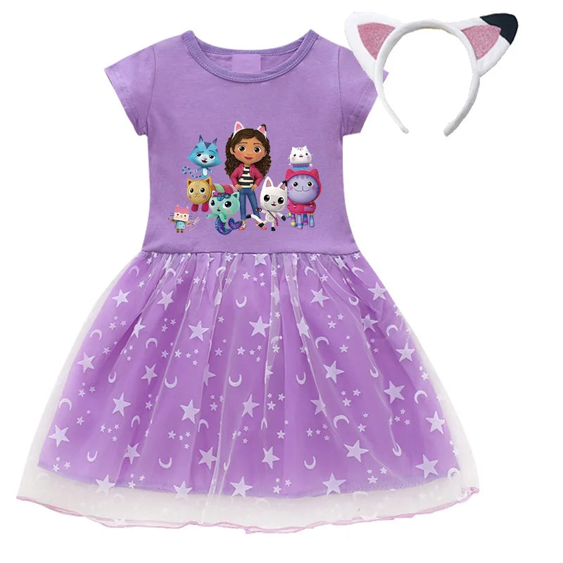 Cartoon Gabby Cats Dresses Baby Girls