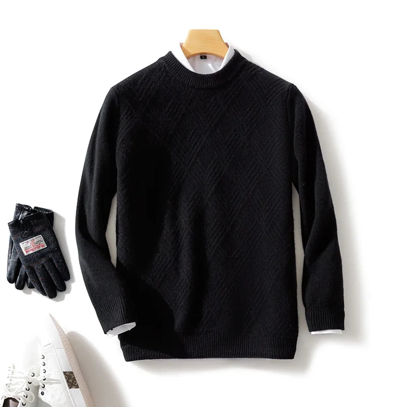 Autumn and winter round neck 100% wool sweater