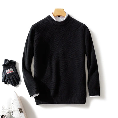 Autumn and winter round neck 100% wool sweater
