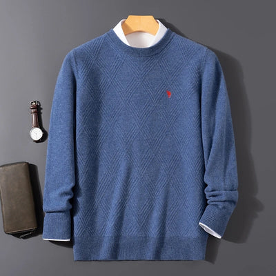 Autumn and winter round neck 100% wool sweater