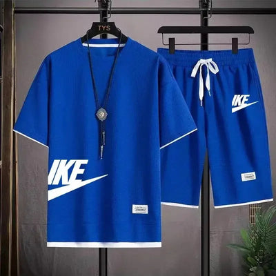 Men's breathable short-sleeved T-shirt + jogging shorts