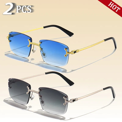 CATERSIDE Retro Rimless Square Sunglasses