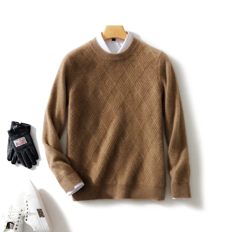 Autumn and winter round neck 100% wool sweater