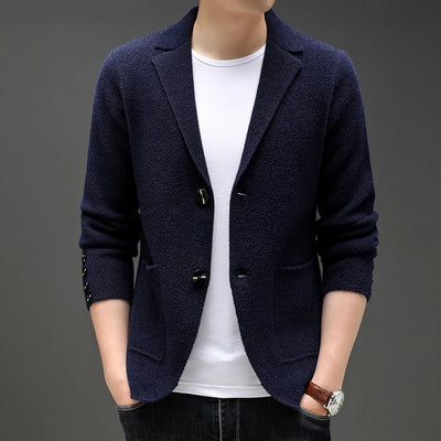 Autum Winter Brand Fashion Knit Blazer Mens Coats Jacket