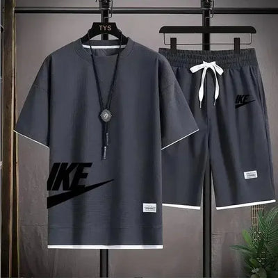 Men's breathable short-sleeved T-shirt + jogging shorts