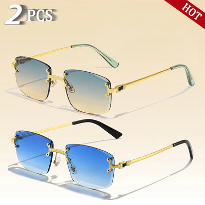 CATERSIDE Retro Rimless Square Sunglasses