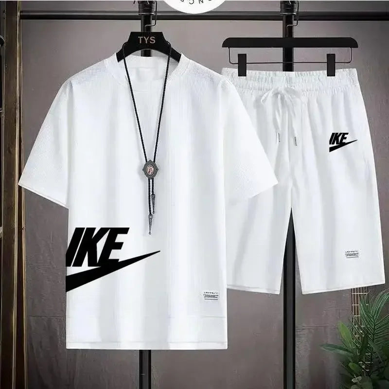 Men's breathable short-sleeved T-shirt + jogging shorts