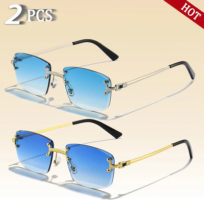 CATERSIDE Retro Rimless Square Sunglasses
