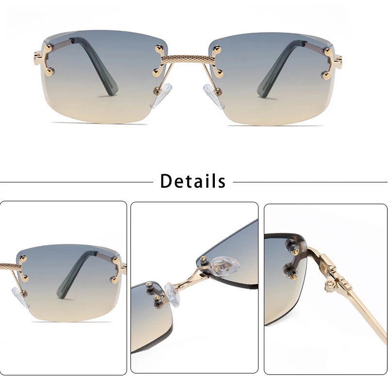 CATERSIDE Retro Rimless Square Sunglasses