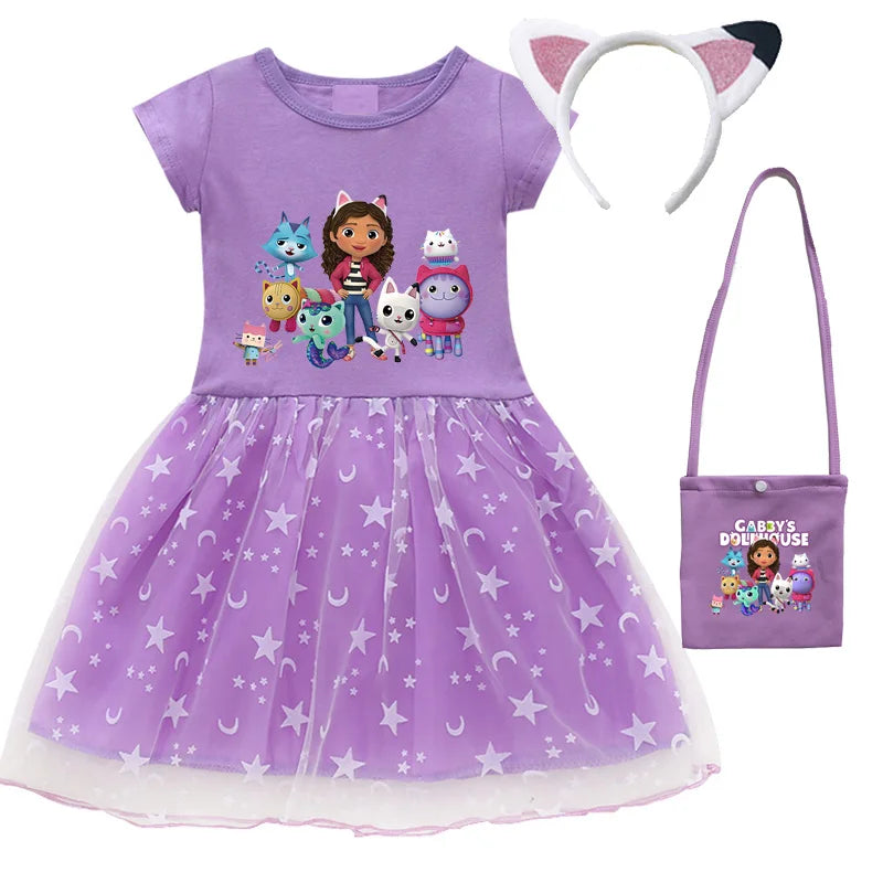 Cartoon Gabby Cats Dresses Baby Girls