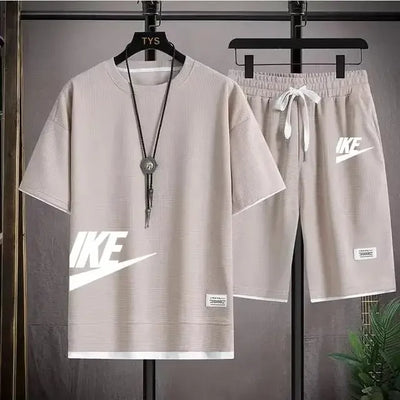 Men's breathable short-sleeved T-shirt + jogging shorts