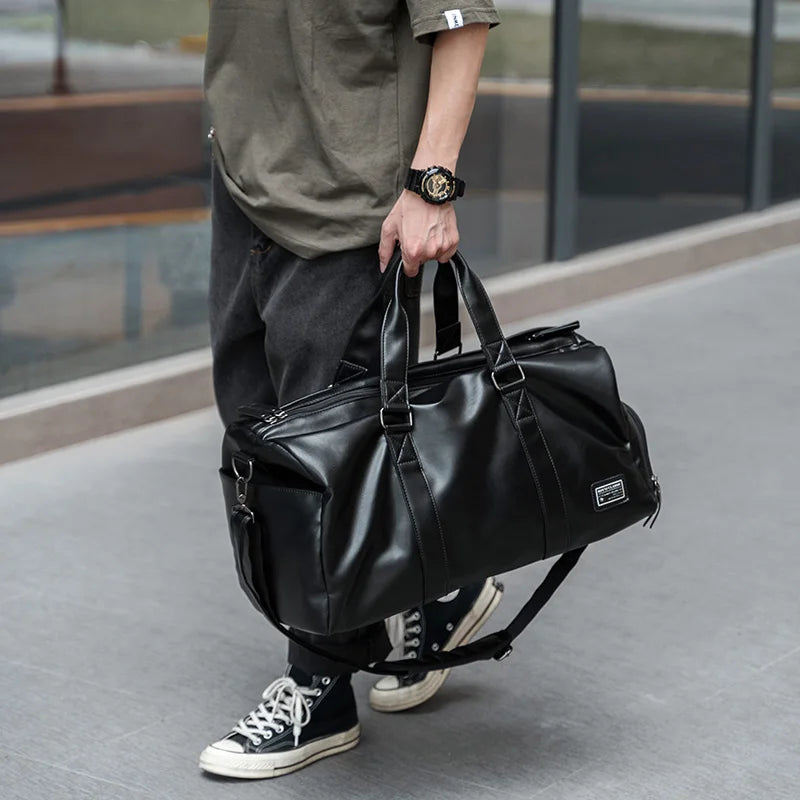 Leather Travel Duffel Bag