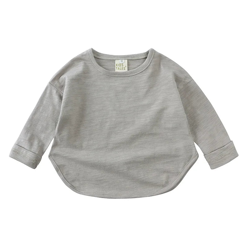 Autumn Boy Girl Baby O-neck Solid Bottoming Shirt