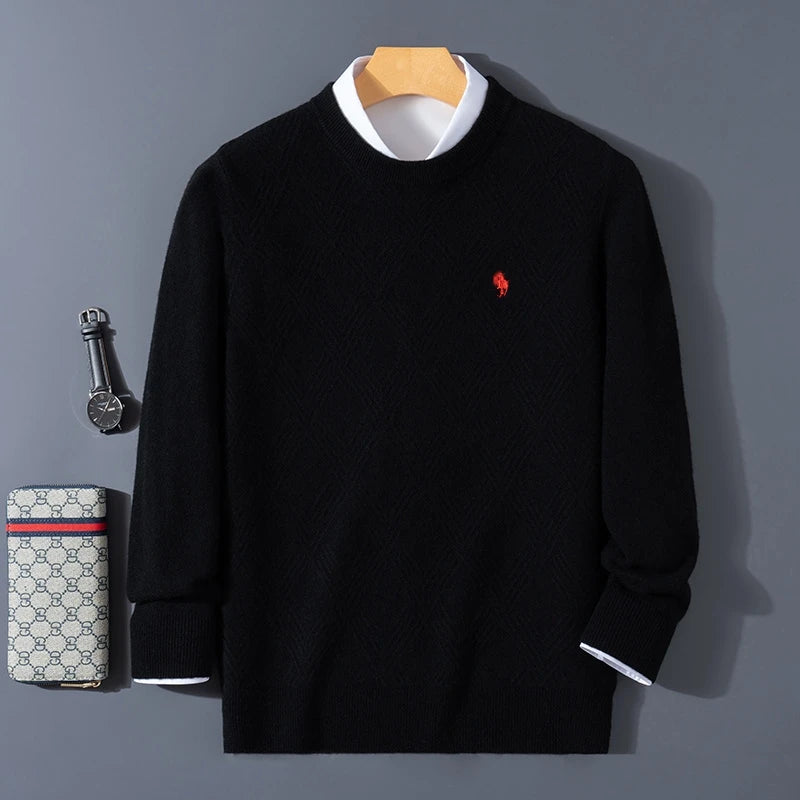 Autumn and winter round neck 100% wool sweater